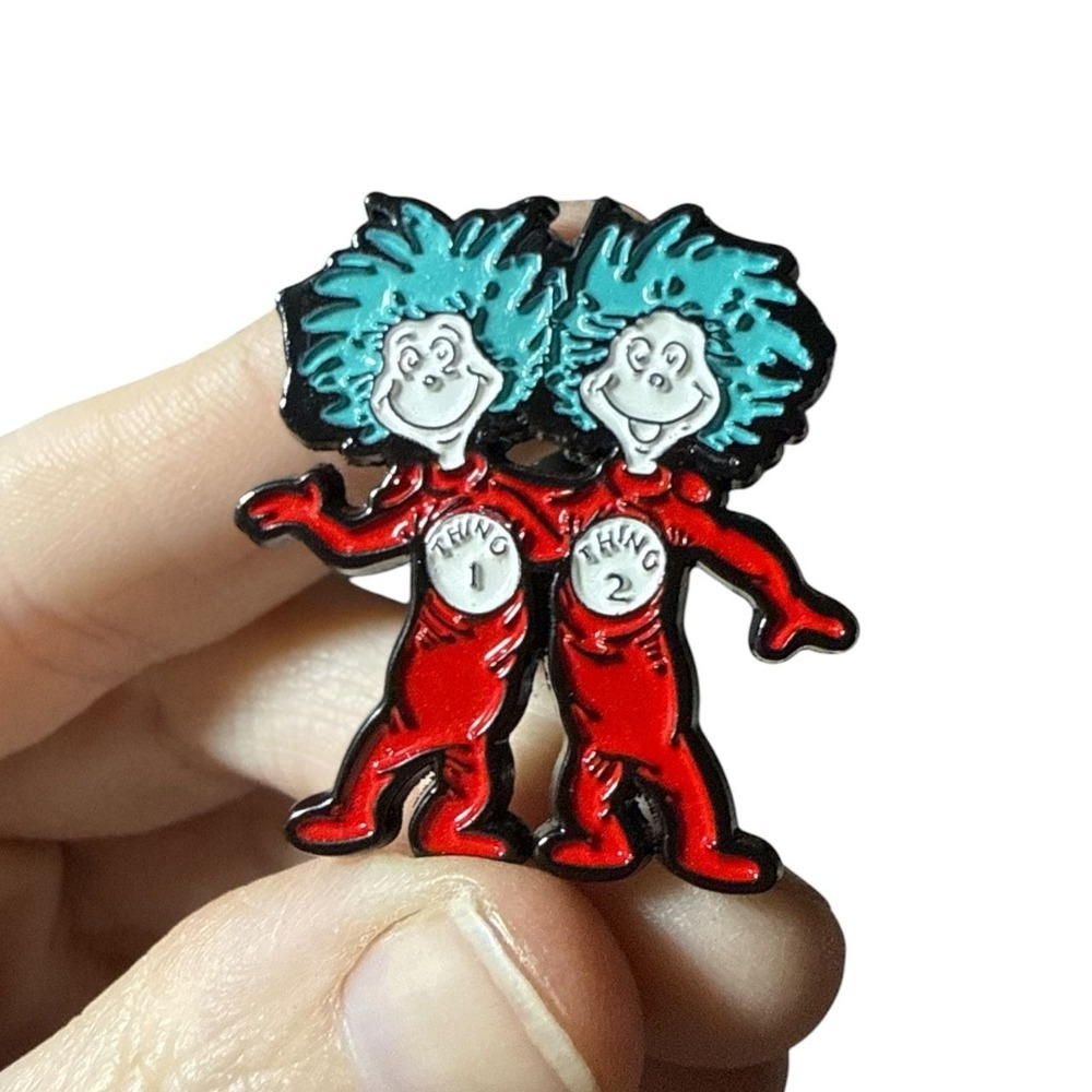Dr. Seuss Thing 1 and Thing 2 Metal Enamel Pin Badge